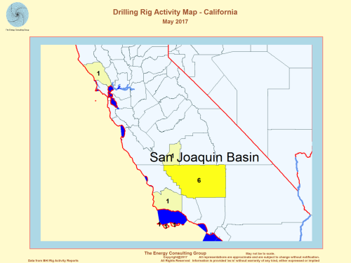US Drilling Rig Activity Map-California, May 2017