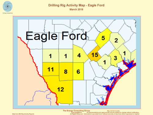 US Drilling Rig Activity Map-Eagle Ford