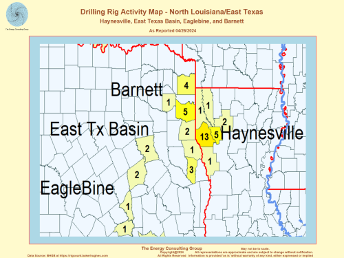 Oil and Gas Drilling Rig Activity Map - Haynesville