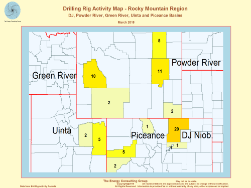 US Drilling Rig Activity Map-Rocky Mountain Region