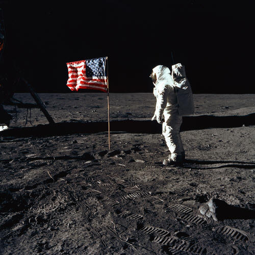 Buzz Aldrin Honors the Flag