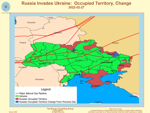 Russian Invades Ukraine:  Occupied Territory, Change