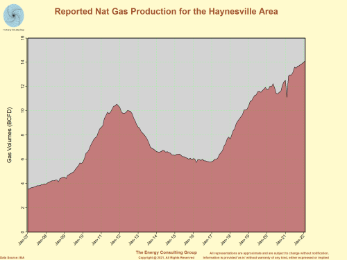 Reported Natural Gas Production for the Haynesville Area