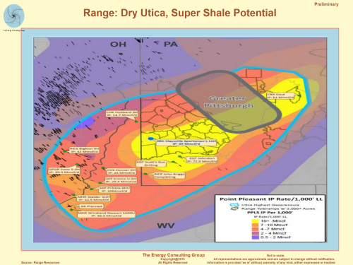 Map, Image, Range Resources: Dry Utica, Super Shale Potential