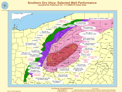 Deep, Dry Utica Initial Rate Performance:  Gaut 4I area hi-lighted.