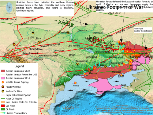 map showing invasion of the ukraine by russia, oil and gas pipelines and oil and gas fields