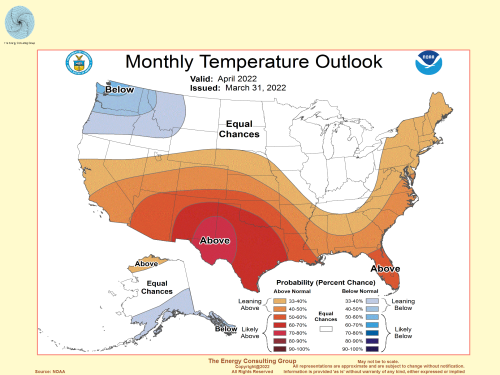 Natural Gas Market Driver:  USA 30 day Termperature Outlook from NOAA