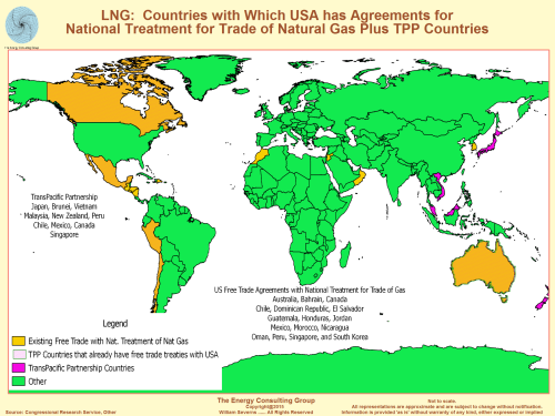 Map Image of Countries with Which USA has Free Trade Agreements Plus Trans-Pacifica Partnership (TPP) Countries